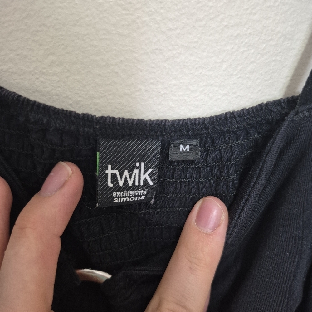Twik (Simons) Women's Beach Resortwear Black Ring-Front Mini Dress Size M - Picture 4 of 7